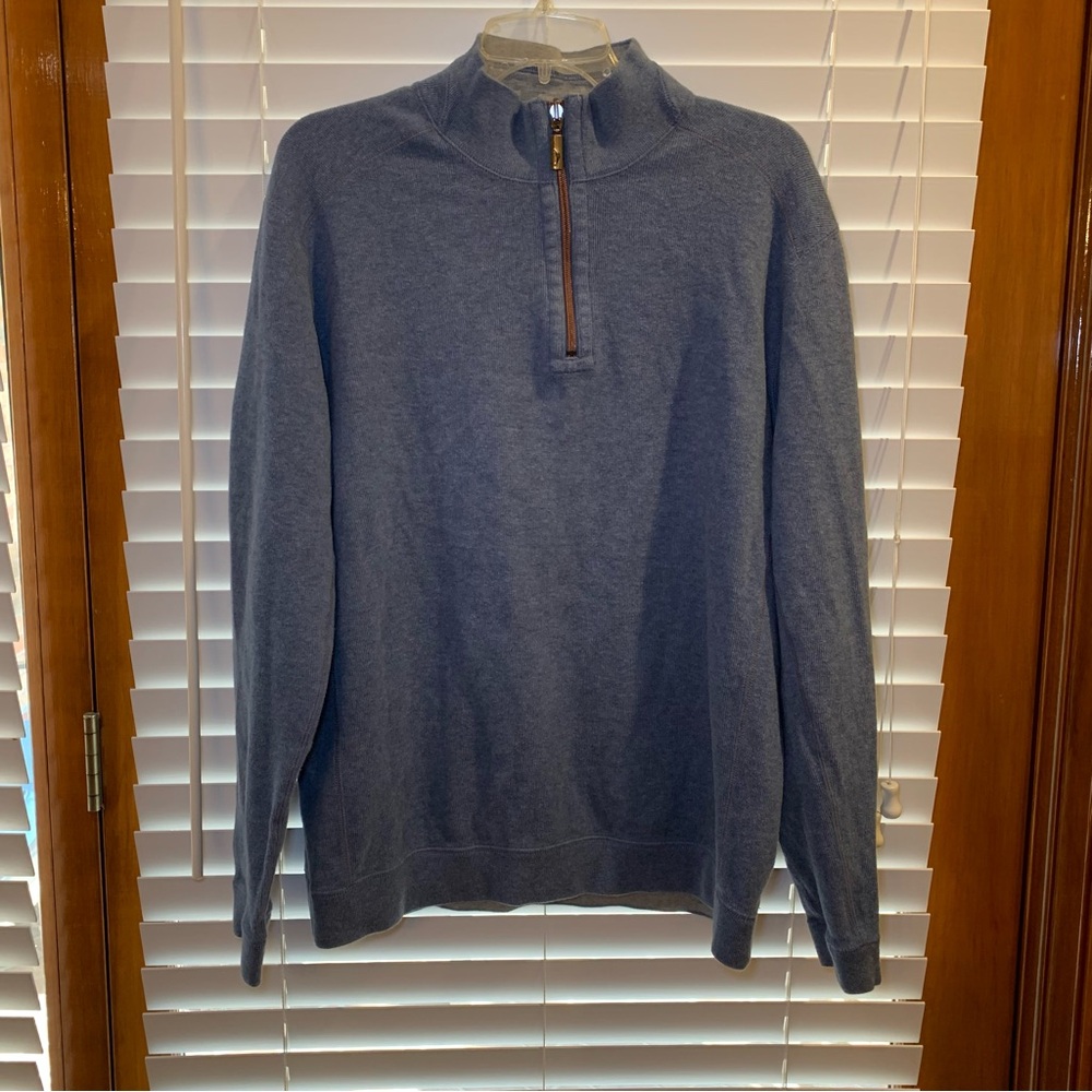 Tommy Bahama Reversible 1/4 Zip Mens Sz L Blue/Gray Cotton Long Sleeve